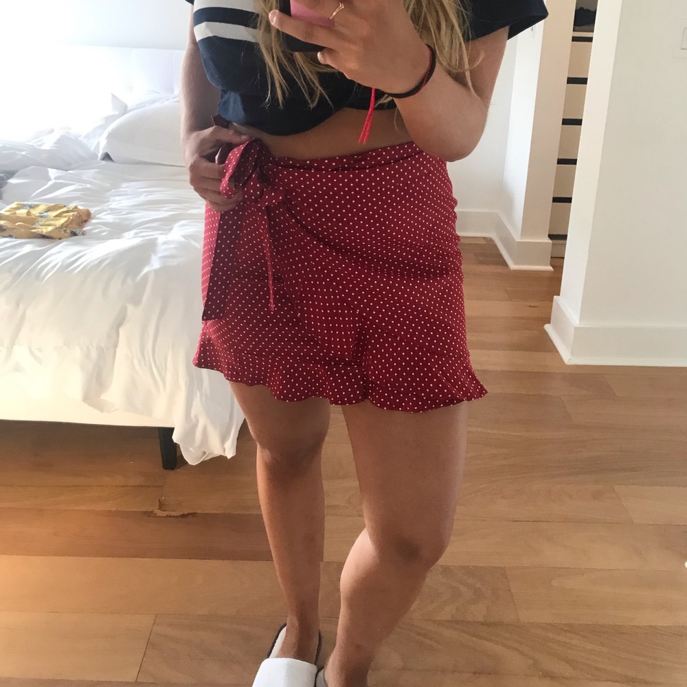Red Polka Dot Wrap Skirt